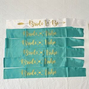 Bride Tribe Sashes in Teal and White